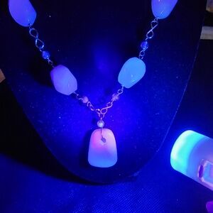 Sterling Silver 925 Rose,white Quartz, & Amethyst Gemstone Necklace 18"Handmade